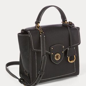 Ralph Lauren Top Handle Crossbody Satchel Handbag Black Leather